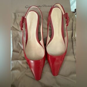 Gianvito Rossi Red Leather Slingback Pumps